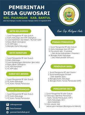 PERSYARATAN PELAYANAN DI DESA GUWOSARI