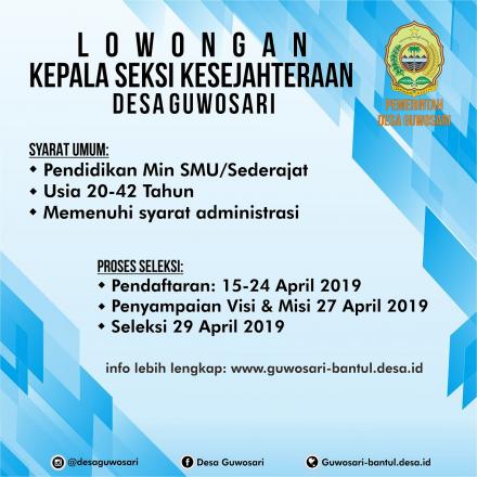 Lowongan Pamong Desa Kasi Kesejahteraan Tahun 2019