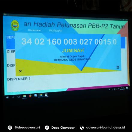 HASIL PENGUNDIAN REWARD SPPT PBB  DESA GUWOSARI TAHUN 2019