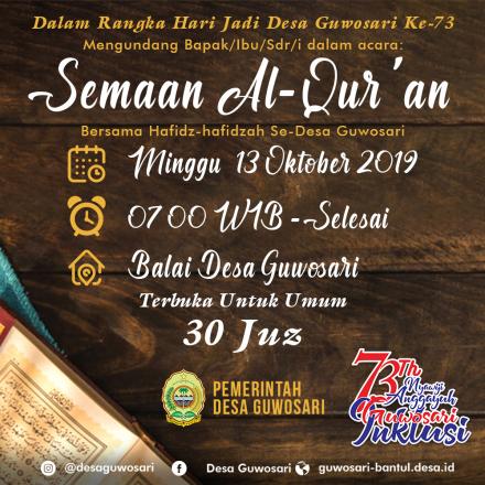 SEMAAN AL-QUR'AN HARI JADI DESA GUWOSARI KE-73