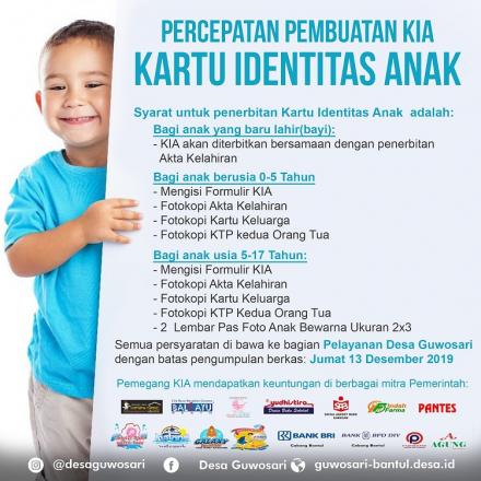 PERCEPATAN PEMBUATAN KARTU IDENTITAS ANAK (KIA)