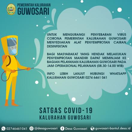 ALAT SEMPROT DESINFEKTAN TERSEDIA DI KALURAHAN GUWOSARI