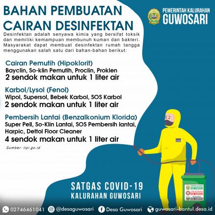 Takaran Desinfektan Rumah Tangga